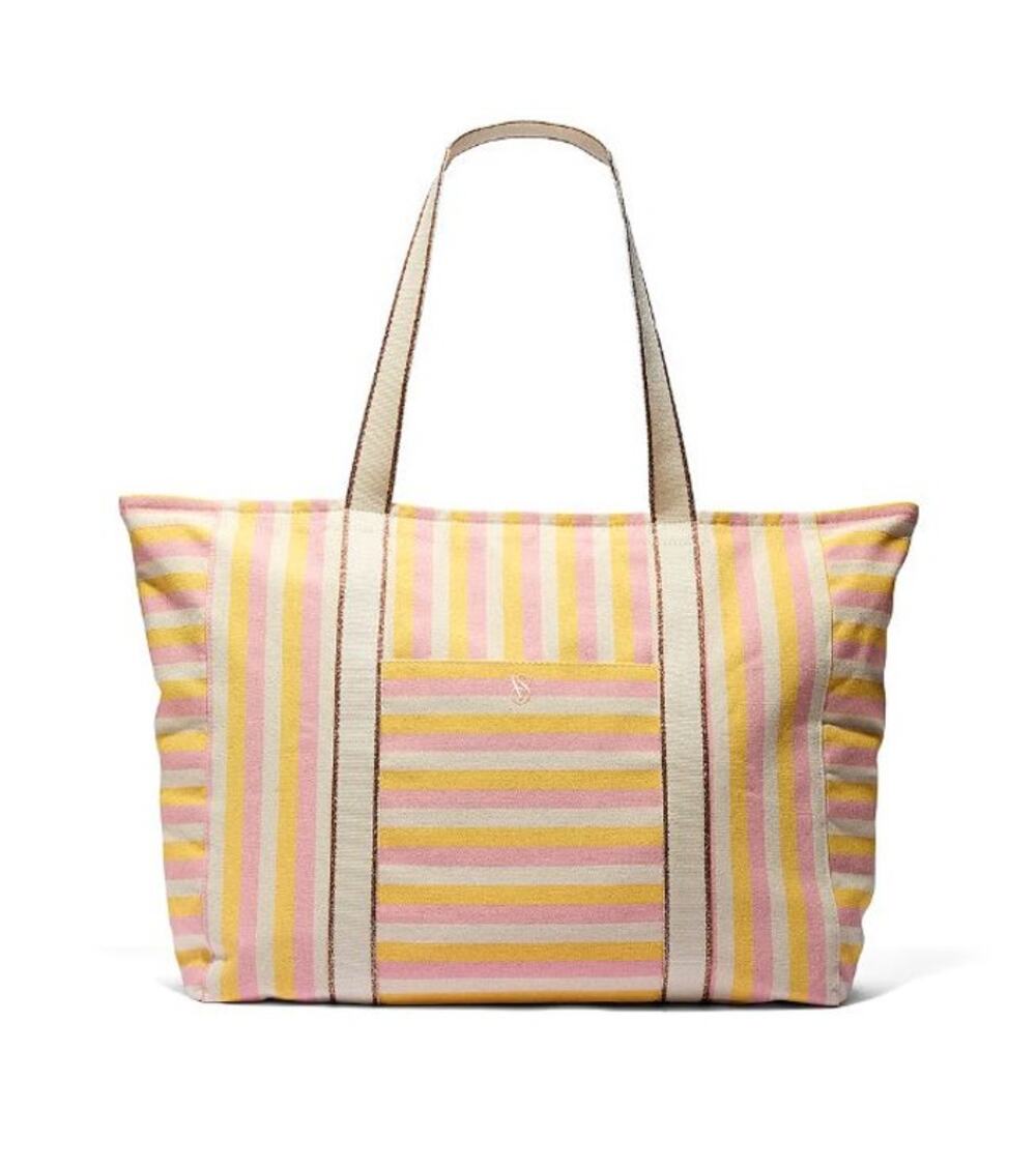 Victoria's Secret Bombshell Summer Pink Stripe Shoulder Large Tote Bag